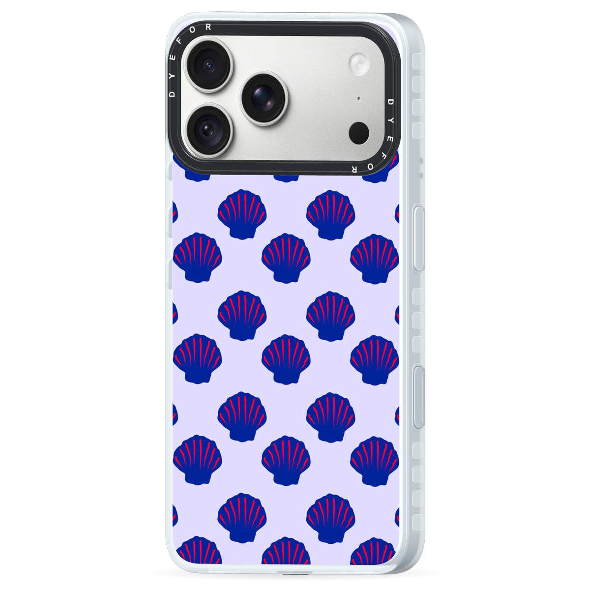 Shell Pattern iPhone 18 Pro Max Black Impact Pre order Case Side Angle on Silver phone