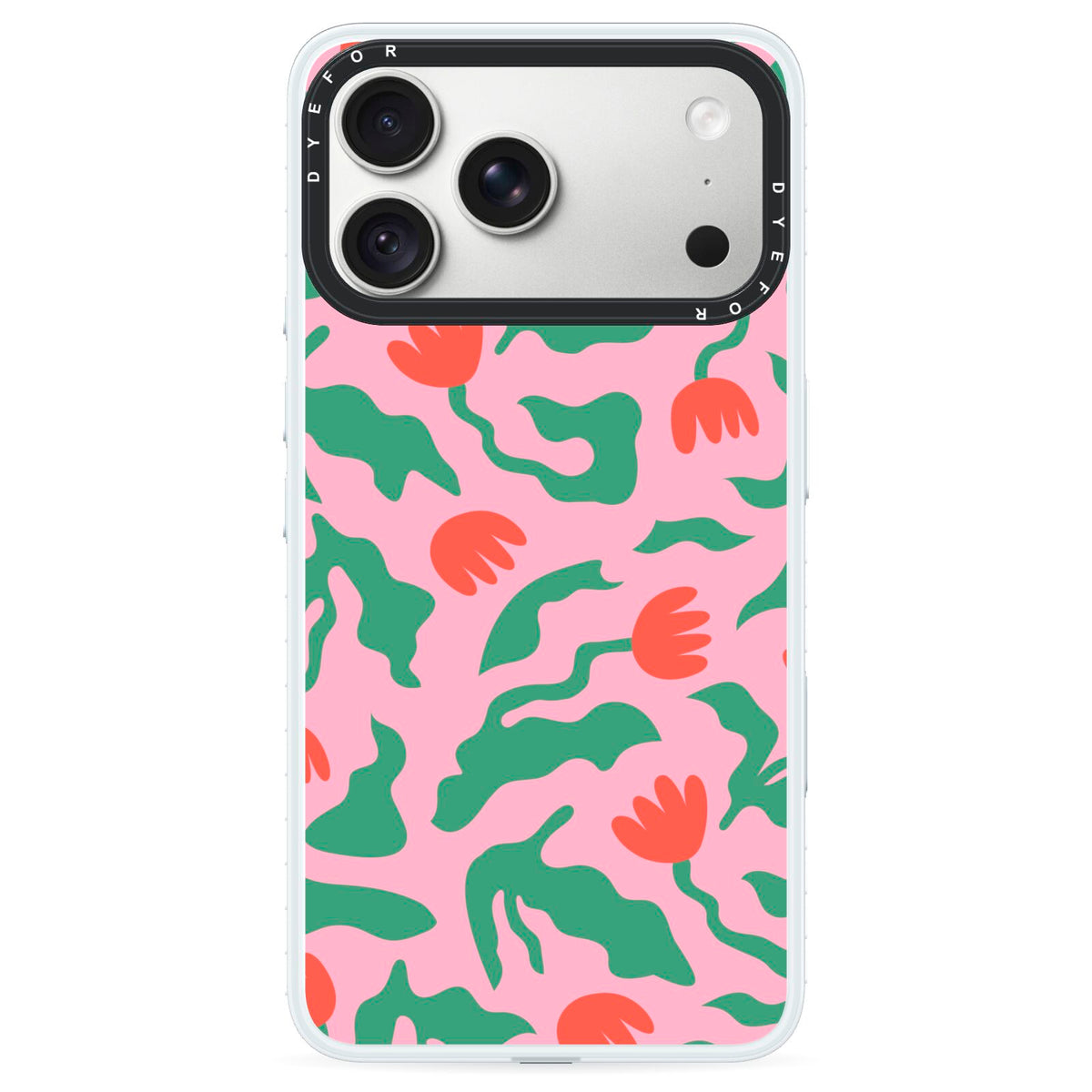 Simple Floral iPhone 18 Pro Black Impact Pre order Case on Silver phone