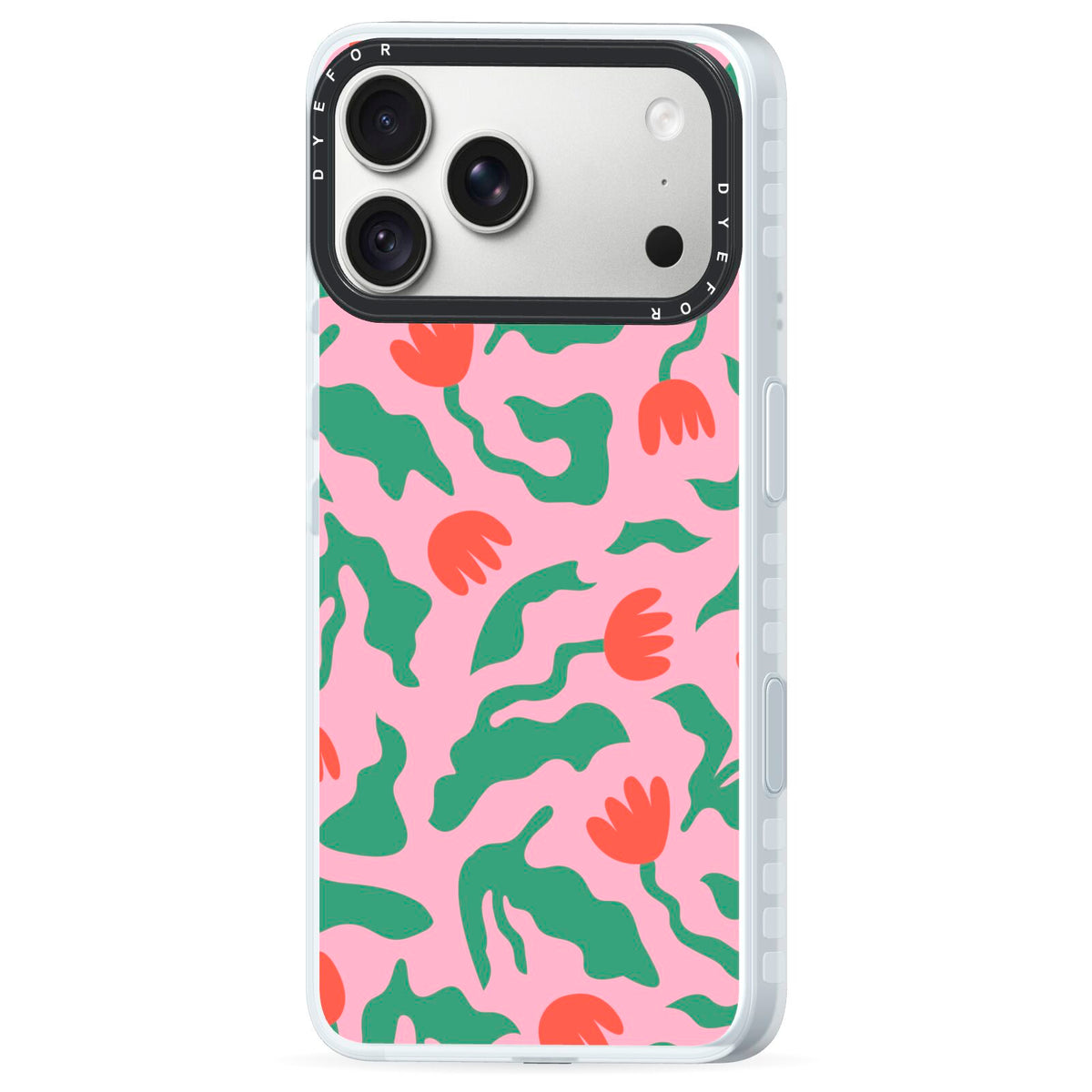 Simple Floral iPhone 18 Pro Max Black Impact Pre order Case Side Angle on Silver phone