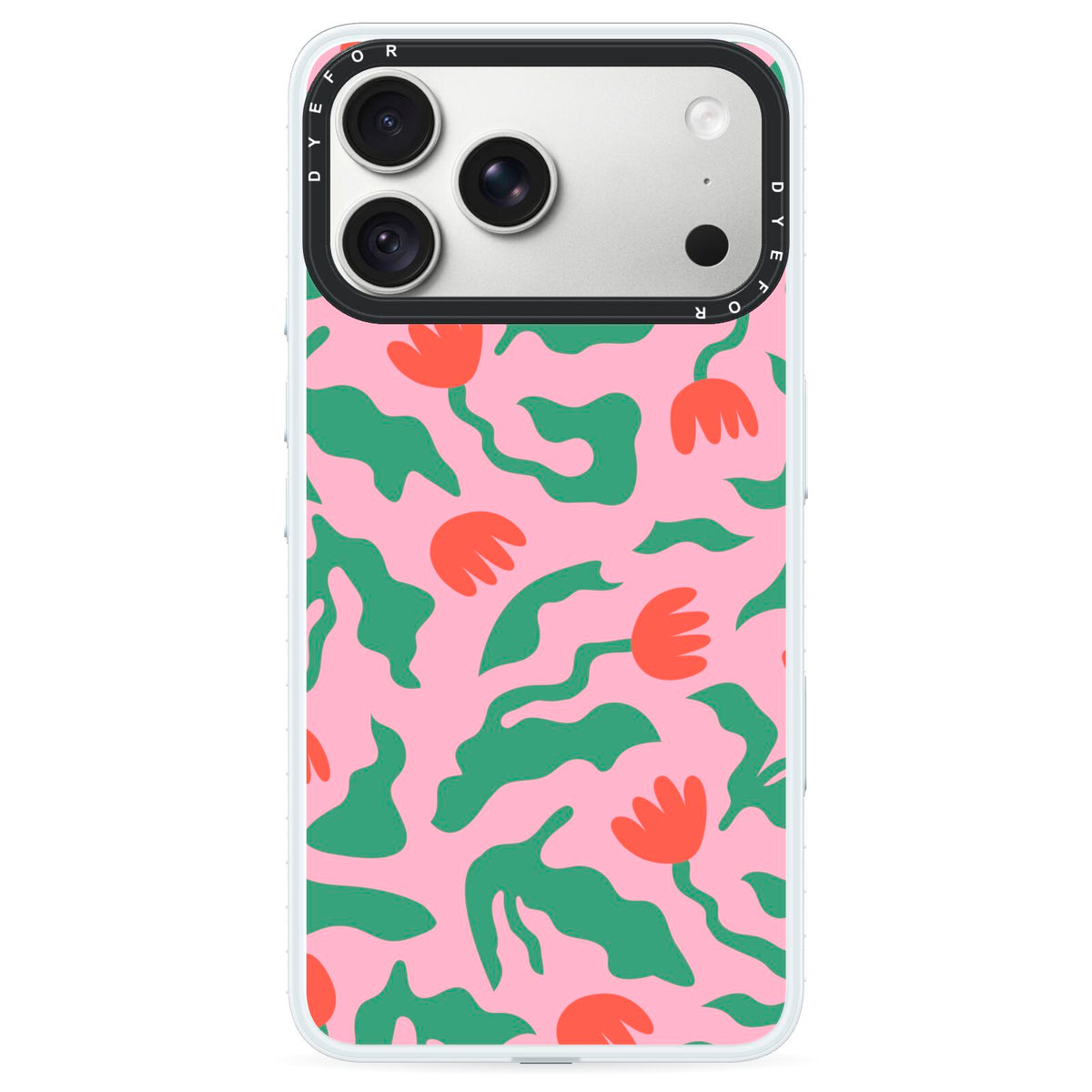 Simple Floral iPhone 18 Pro Max Black Impact Pre order Case on Silver phone
