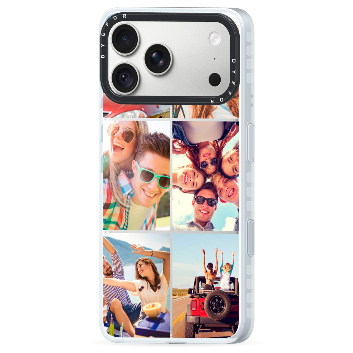 Six Photo iPhone 18 Pro Max Black Impact Pre order Case Side Angle on Silver phone