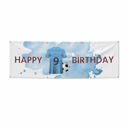 Sky Blue Personalised Football Shirt 6x2 Banner