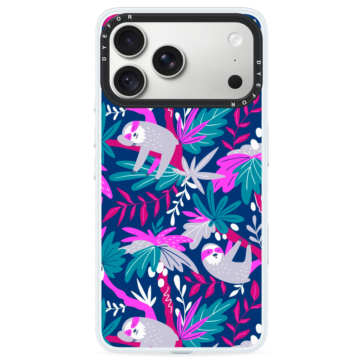 Sloth iPhone 18 Pro Black Impact Pre order Case on Silver phone