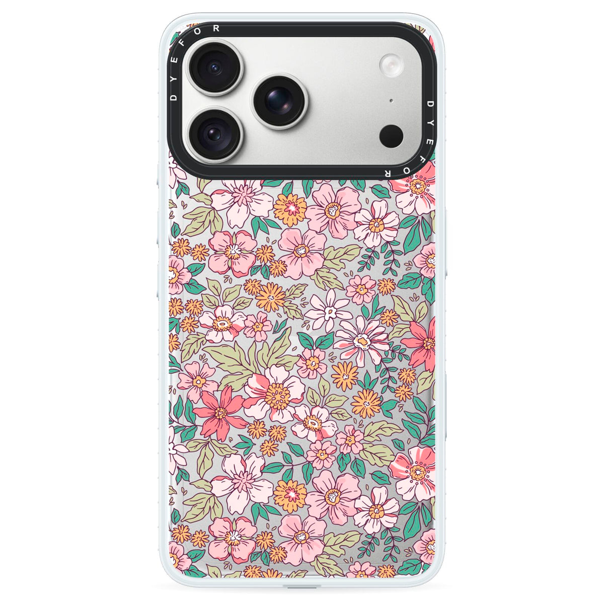 Small Floral Pattern iPhone 18 Pro Black Impact Pre order Case on Silver phone