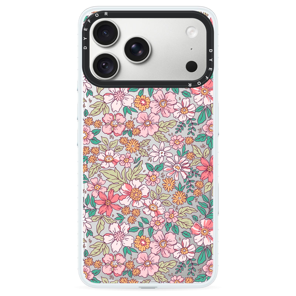 Small Floral Pattern iPhone 18 Pro Max Black Impact Pre order Case on Silver phone