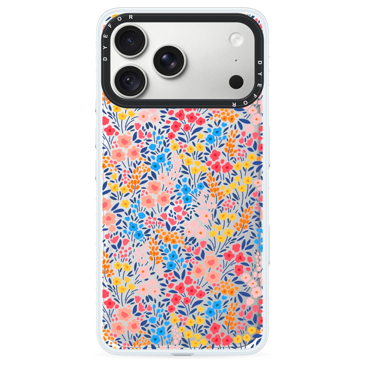 Small Flowers iPhone 18 Pro Max Black Impact Pre order Case on Silver phone