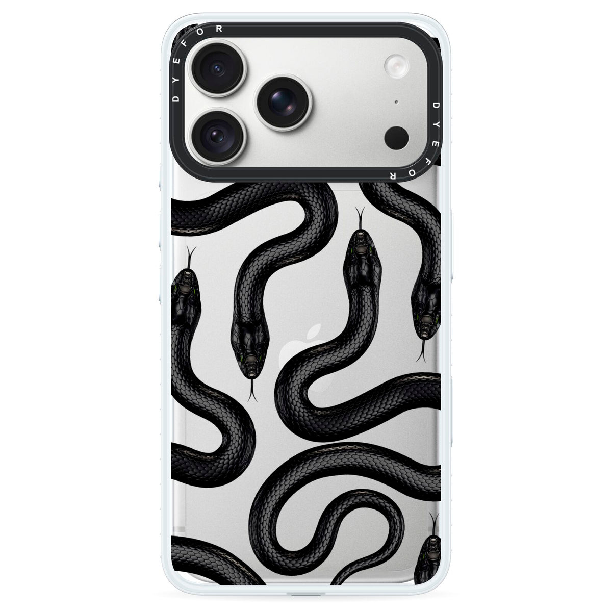 Snake Pattern iPhone 18 Pro Black Impact Pre order Case on Silver phone