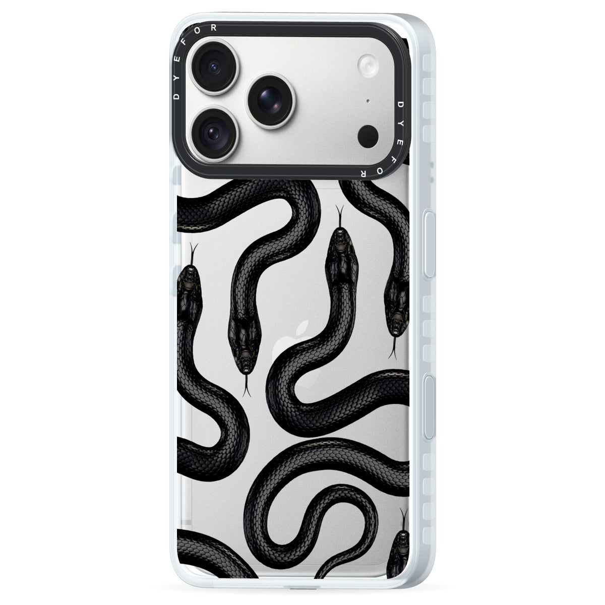 Snake Pattern iPhone 18 Pro Max Black Impact Pre order Case Side Angle on Silver phone