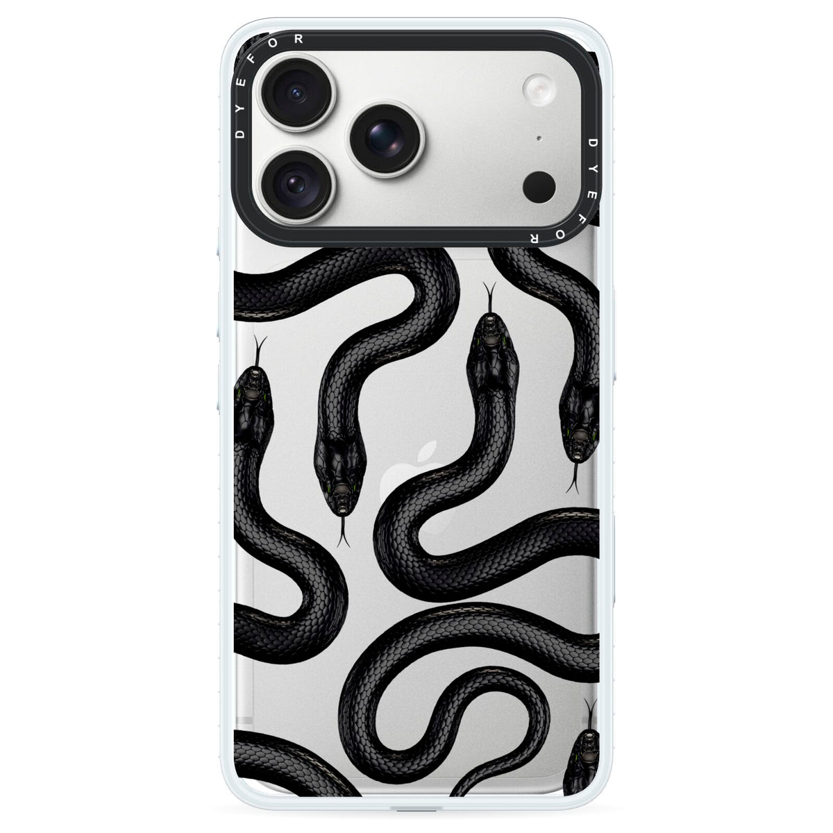 Snake Pattern iPhone 18 Pro Max Black Impact Pre order Case on Silver phone