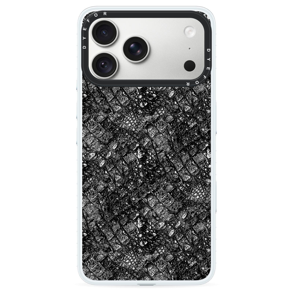 Snakeskin Design iPhone 18 Pro Max Black Impact Pre order Case on Silver phone