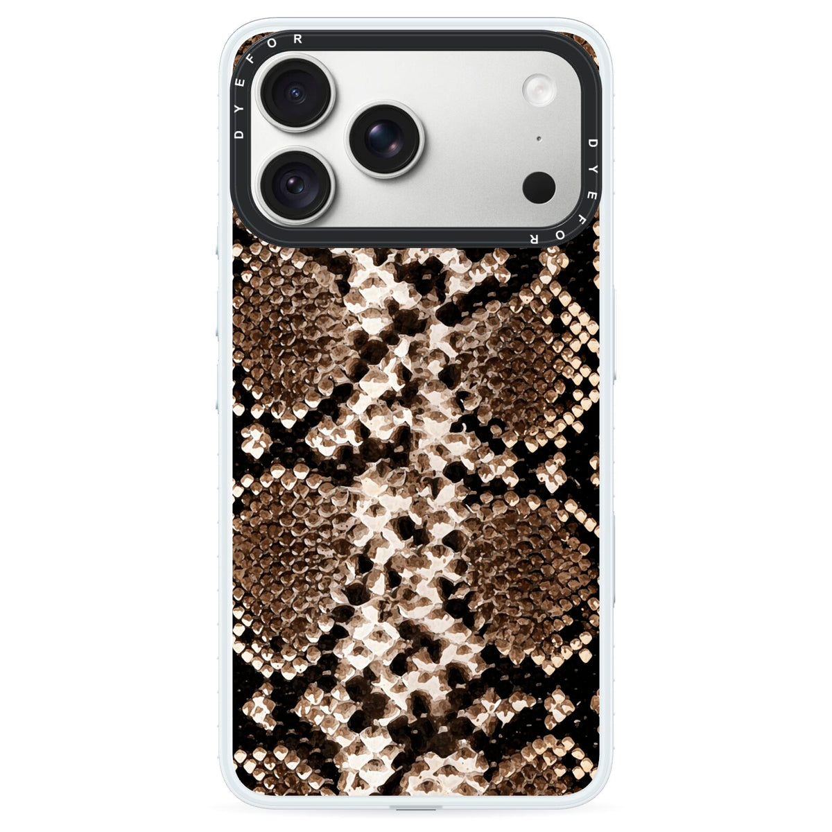 Snakeskin Pattern iPhone 18 Pro Black Impact Pre order Case on Silver phone