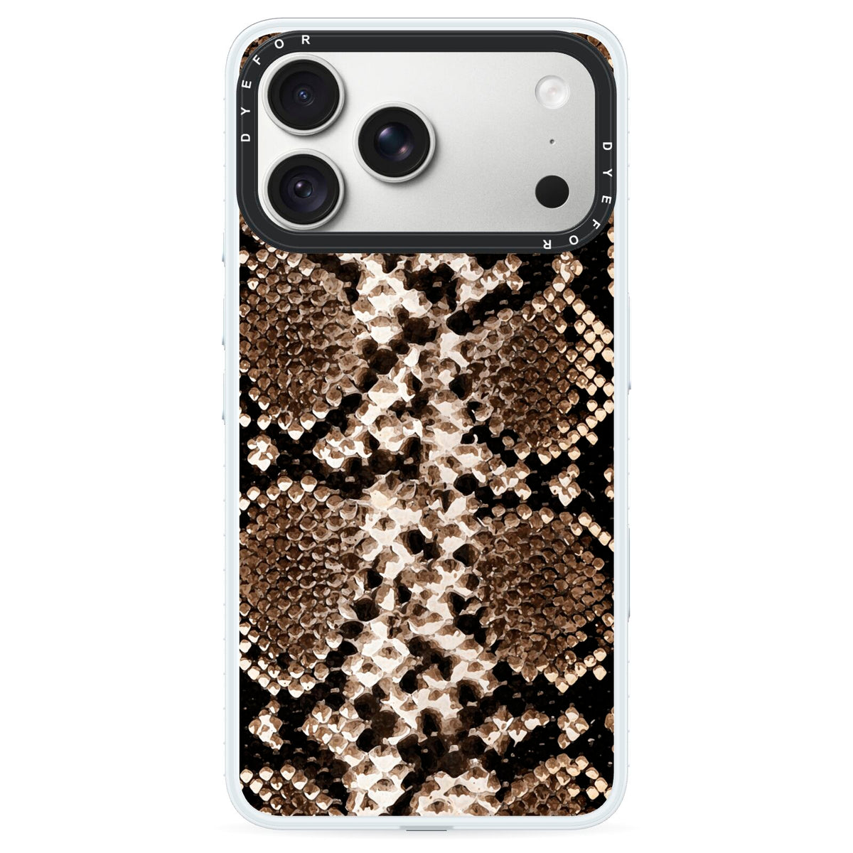 Snakeskin Pattern iPhone 18 Pro Max Black Impact Pre order Case on Silver phone
