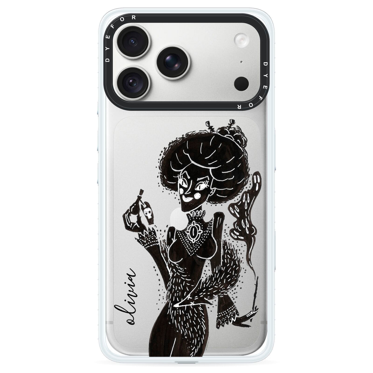 Sophisticated Witch Personalised iPhone 18 Pro Max Black Impact Pre order Case on Silver phone
