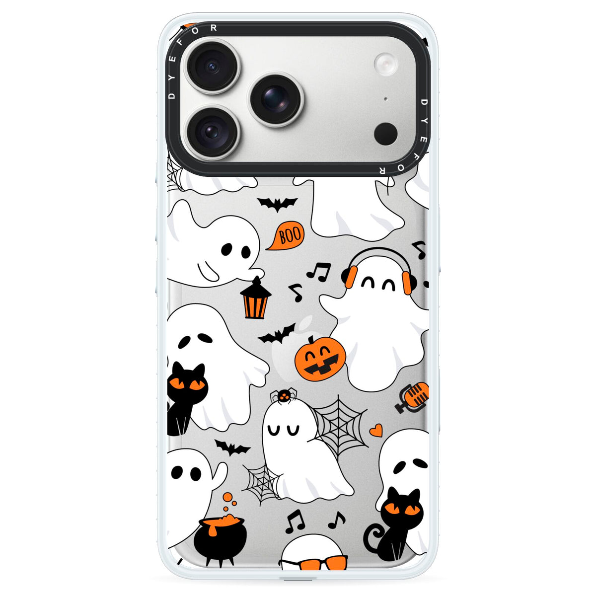 Spooky Halloween Ghost iPhone 18 Pro Max Black Impact Pre order Case on Silver phone