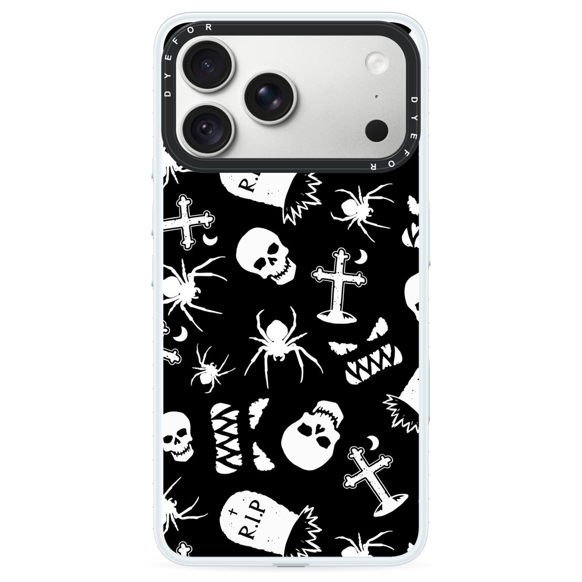 Spooky Illustrations iPhone 18 Pro Max Black Impact Pre order Case on Silver phone