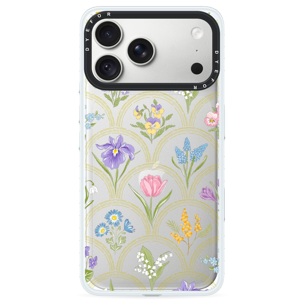 Spring Floral Pattern iPhone 18 Pro Black Impact Pre order Case on Silver phone
