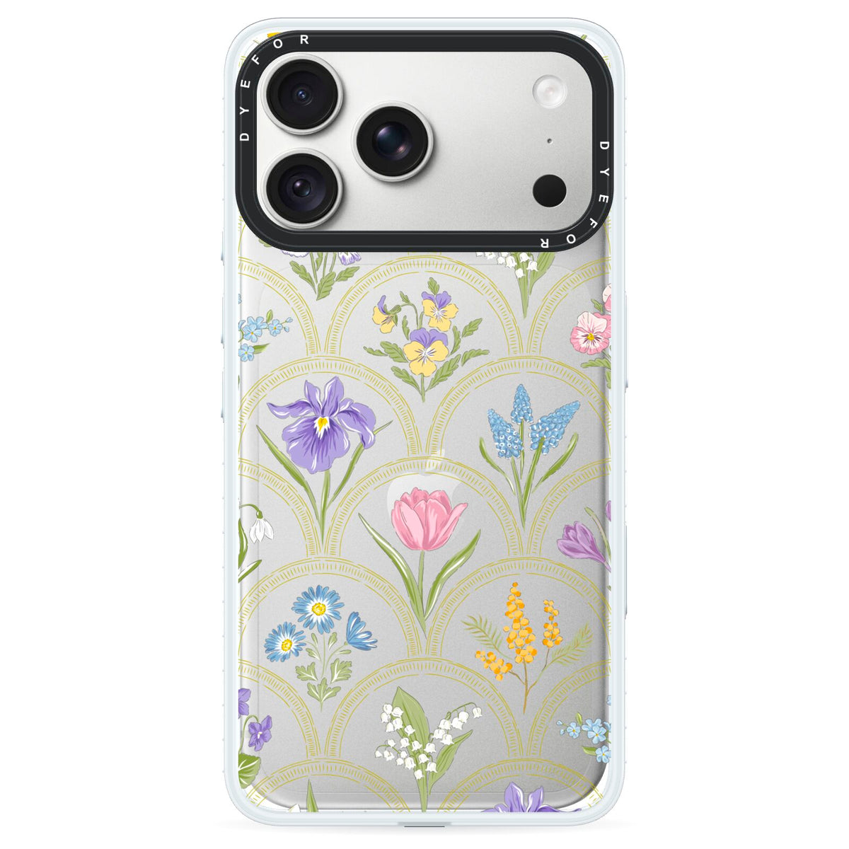 Spring Floral Pattern iPhone 18 Pro Max Black Impact Pre order Case on Silver phone