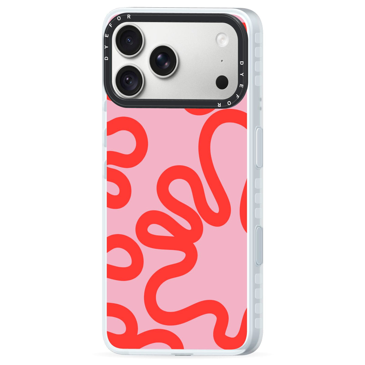 Squiggle iPhone 18 Pro Max Black Impact Pre order Case Side Angle on Silver phone