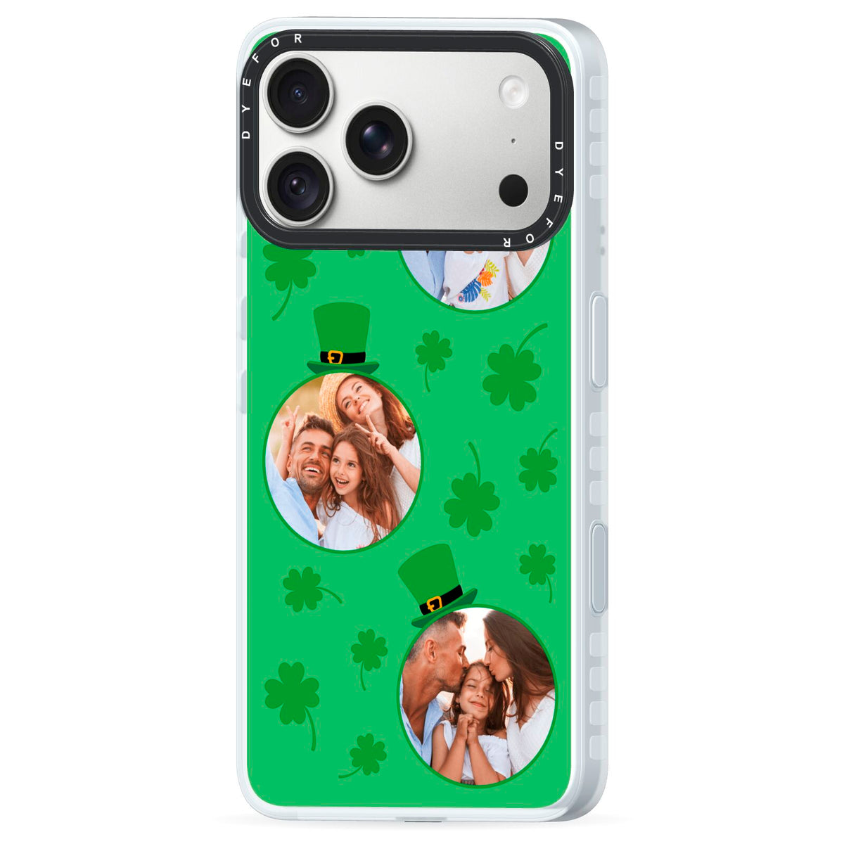 St Patricks Day Personalised Photo iPhone 18 Pro Max Black Impact Pre order Case Side Angle on Silver phone