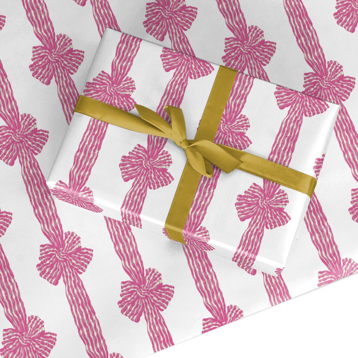 Striped Bow Pattern Custom Wrapping Paper