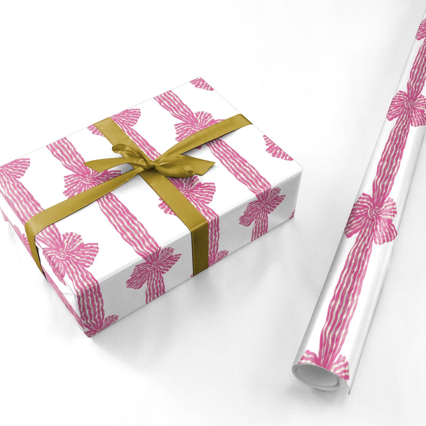 Striped Bow Pattern Personalised Wrapping Paper