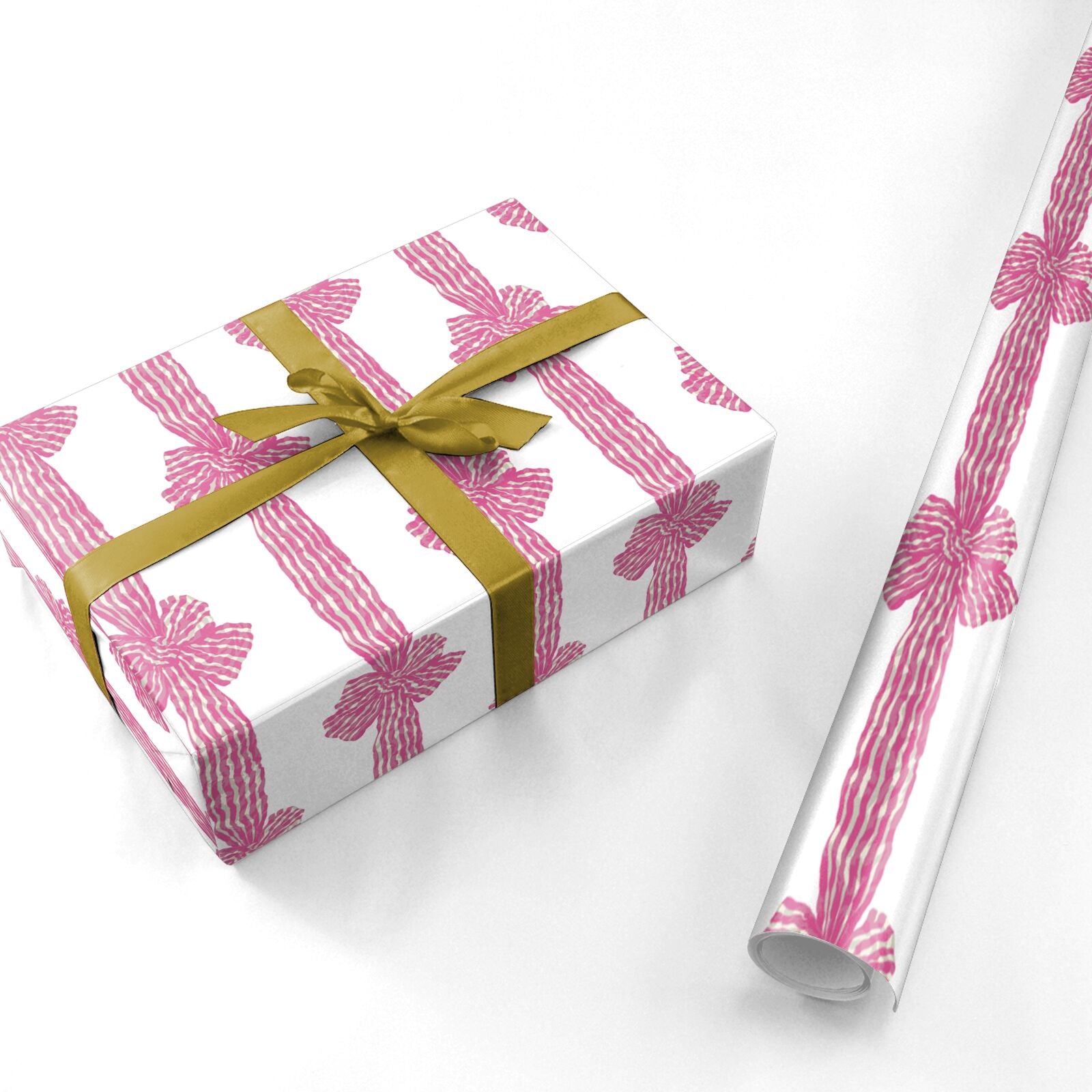Striped Bow Pattern Personalised Wrapping Paper