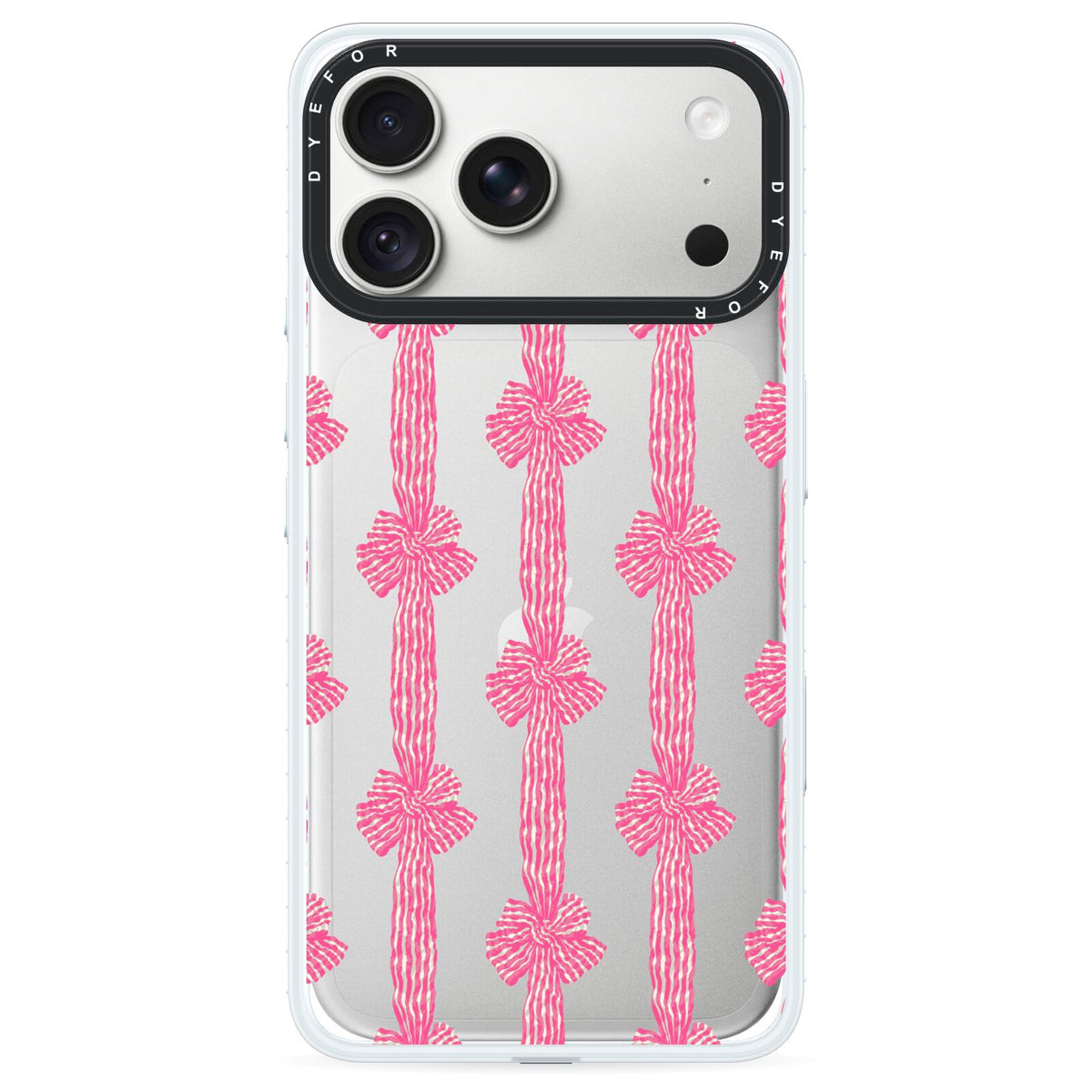 Striped Bow Pattern iPhone 18 Pro Max Black Impact Pre order Case on Silver phone