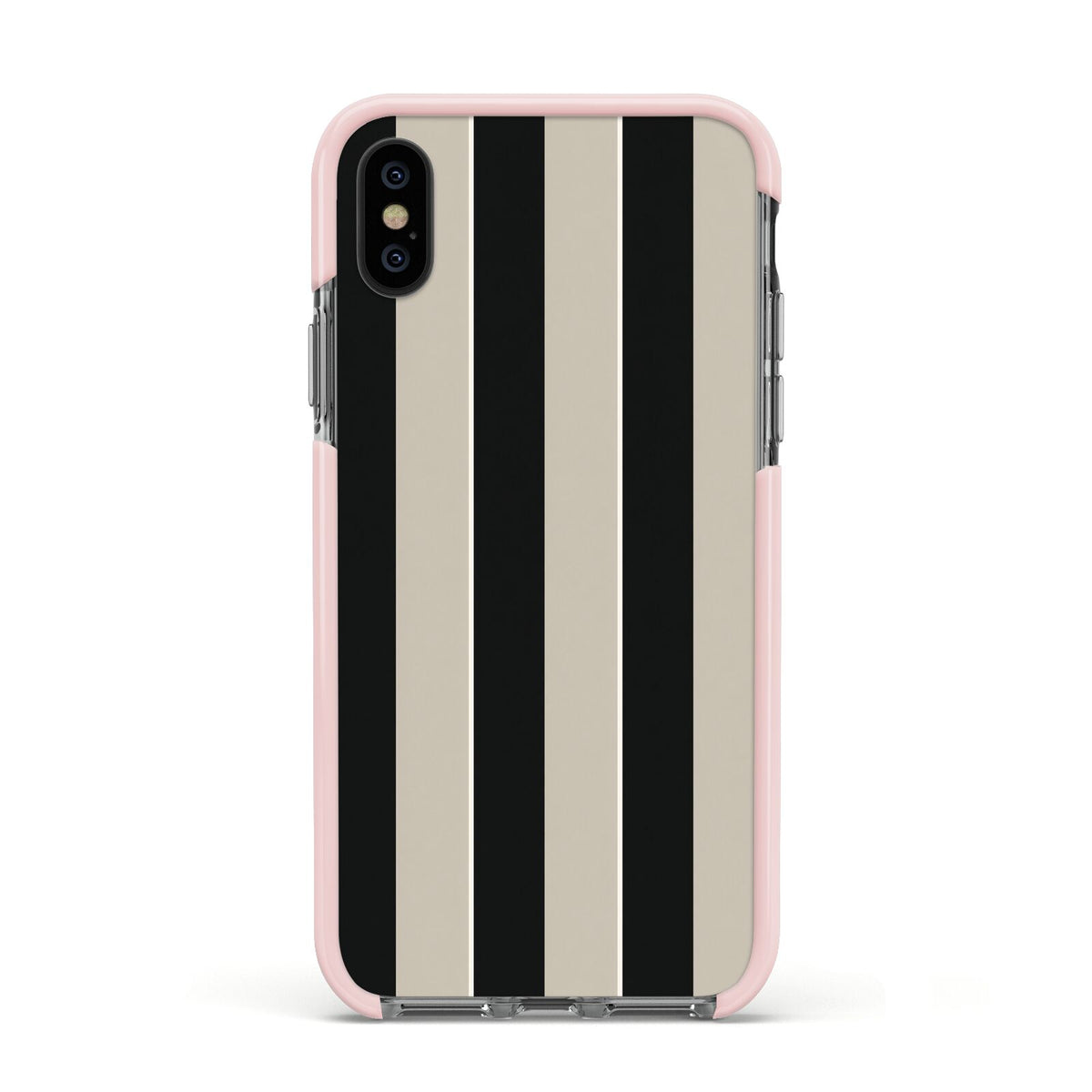 Studio Stripe Apple iPhone Xs Impact Case Pink Edge on Black Phone