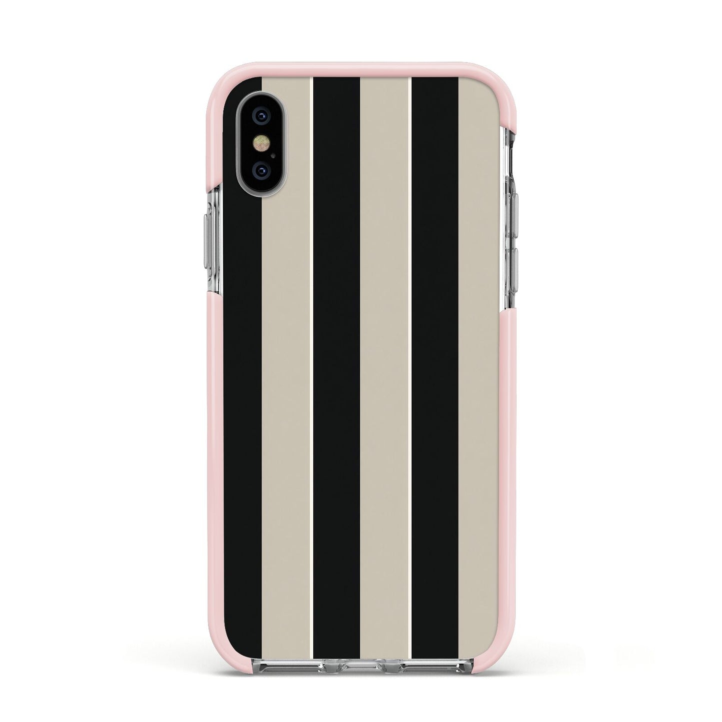 Studio Stripe Apple iPhone Xs Impact Case Pink Edge on Silver Phone