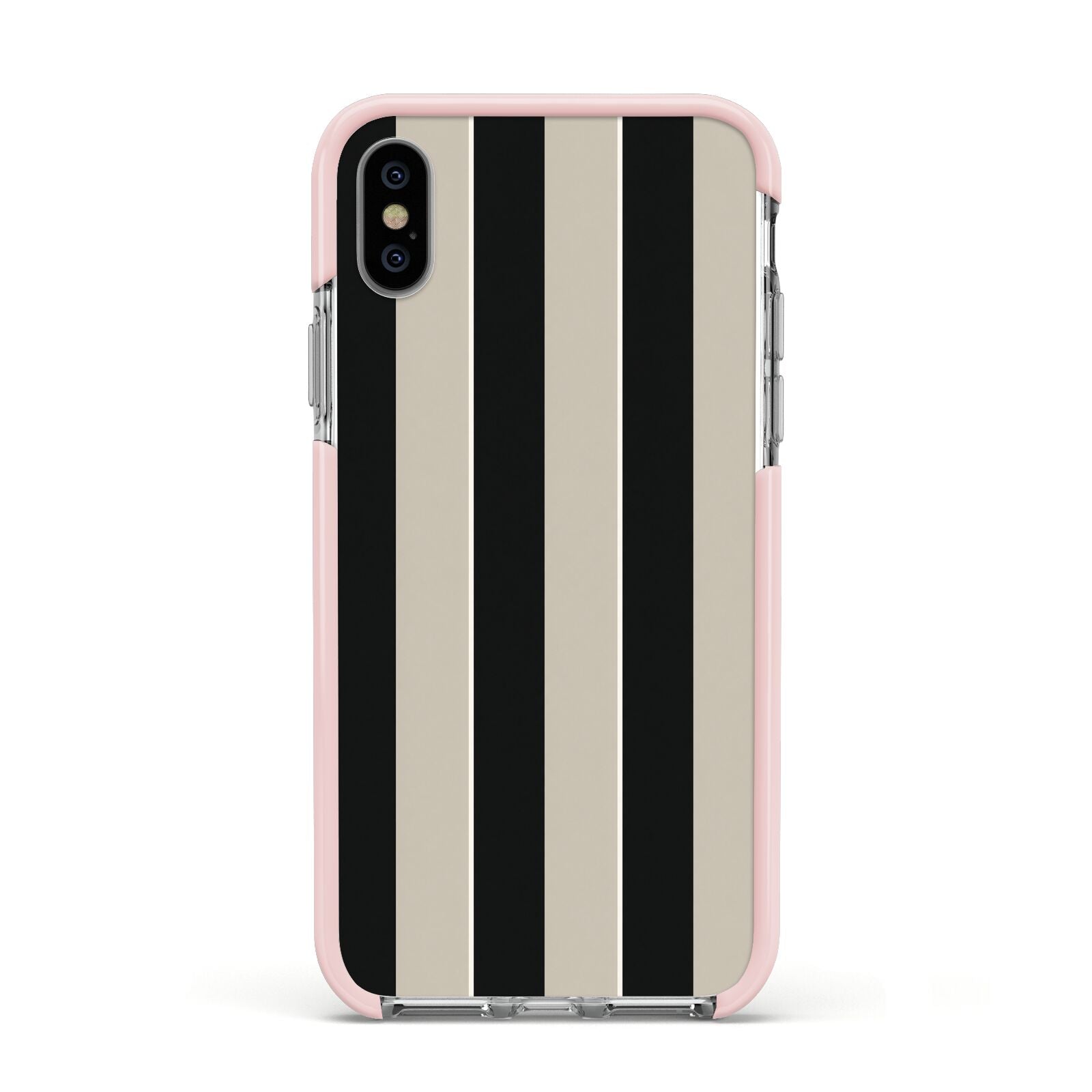 Studio Stripe Apple iPhone Xs Impact Case Pink Edge on Silver Phone