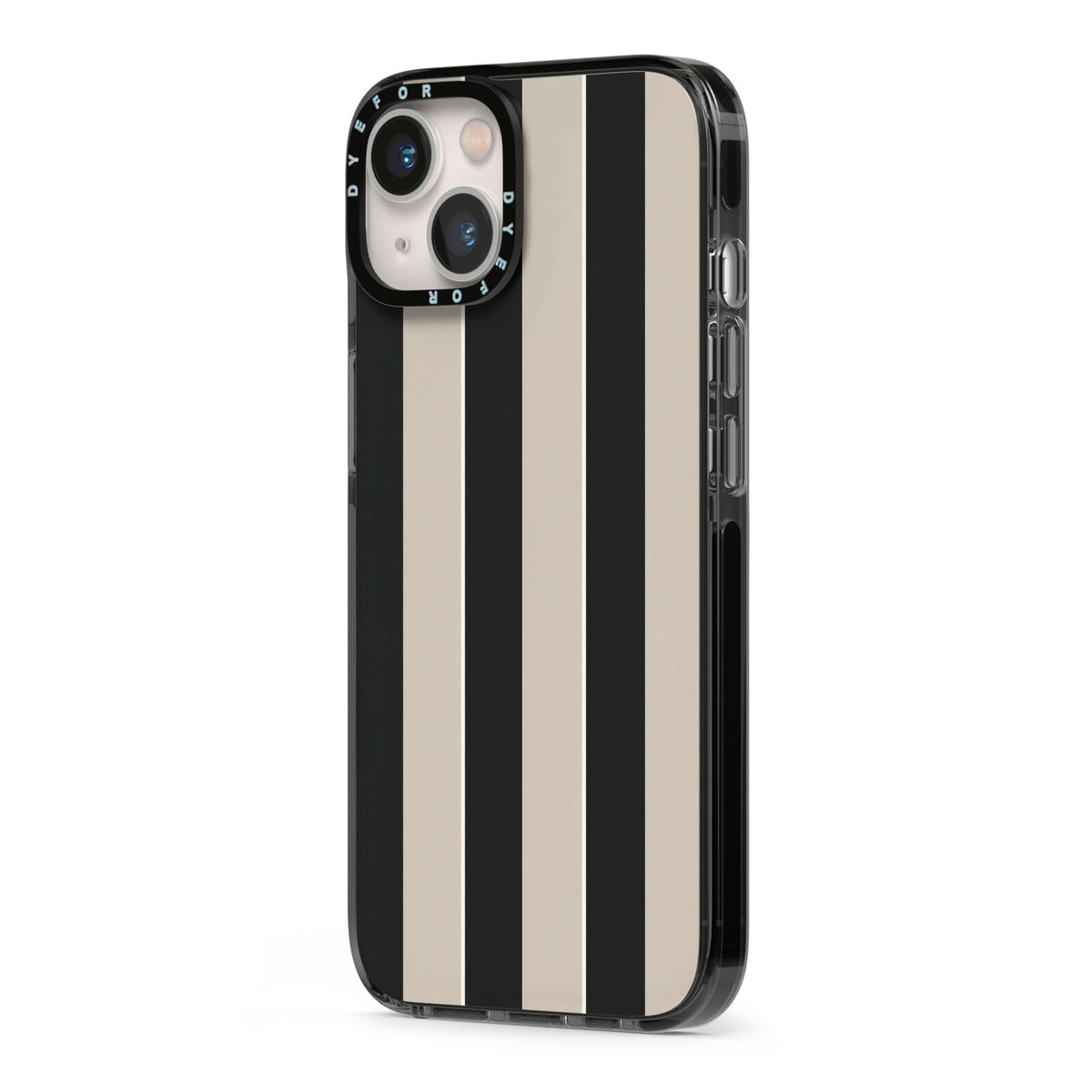 Studio Stripe iPhone 13 Black Impact Case Side Angle on Silver phone