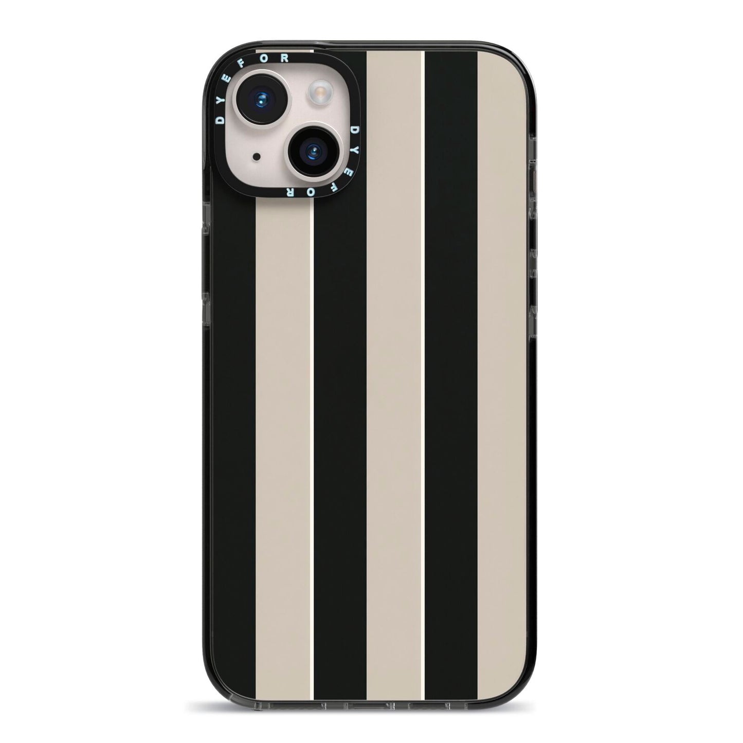 Studio Stripe iPhone 14 Plus Black Impact Case on Silver phone