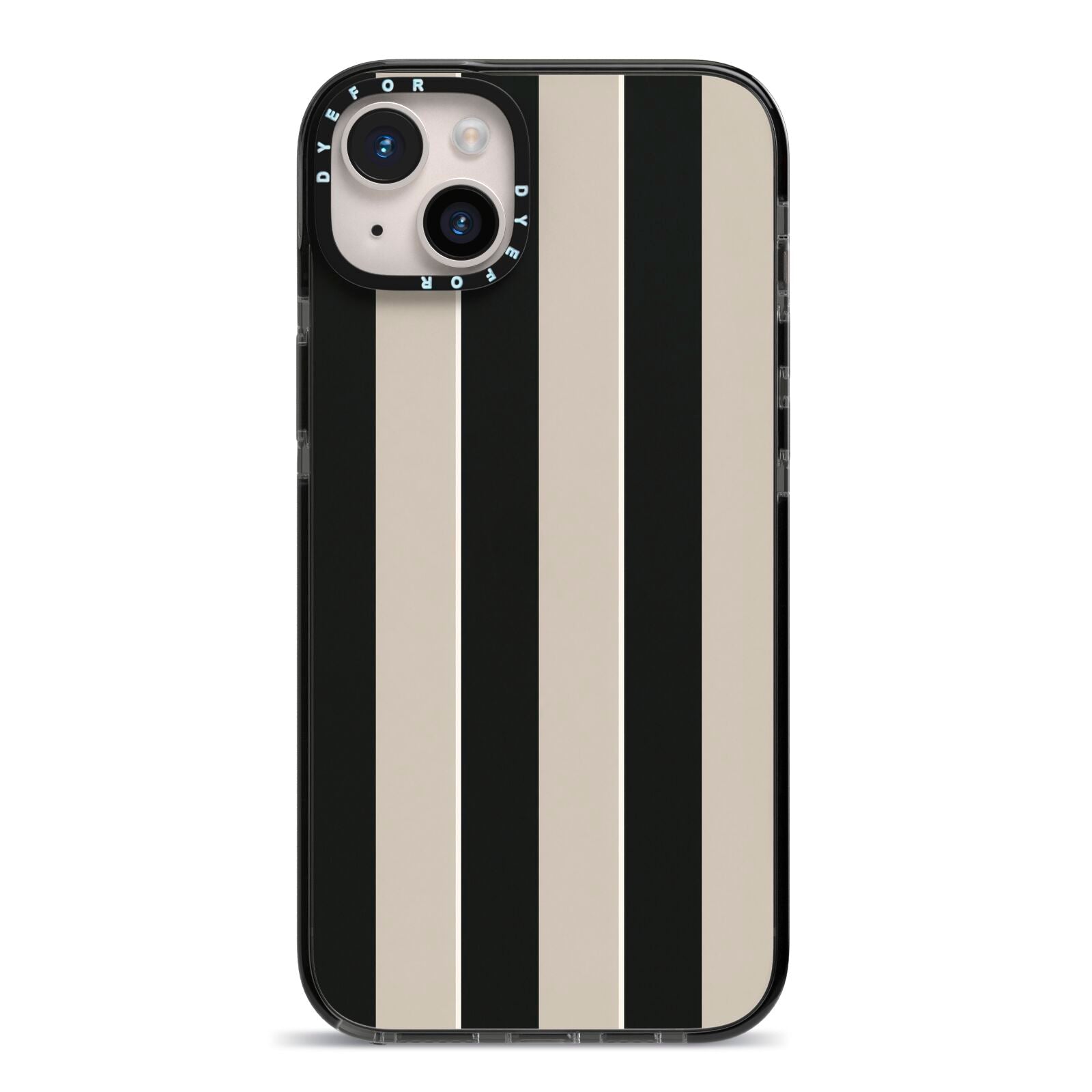 Studio Stripe iPhone 14 Plus Black Impact Case on Silver phone