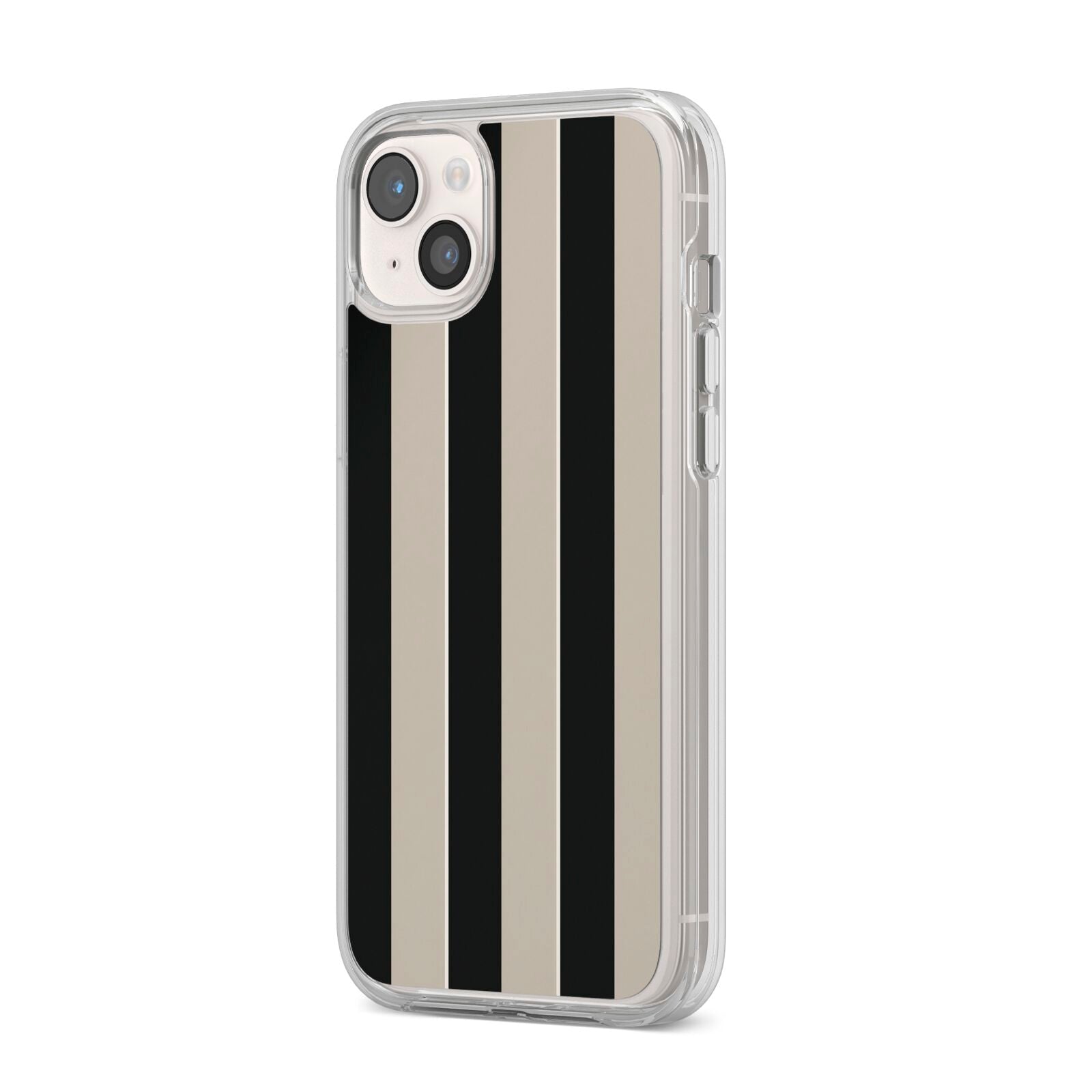 Studio Stripe iPhone 14 Plus Clear Tough Case Starlight Angled Image