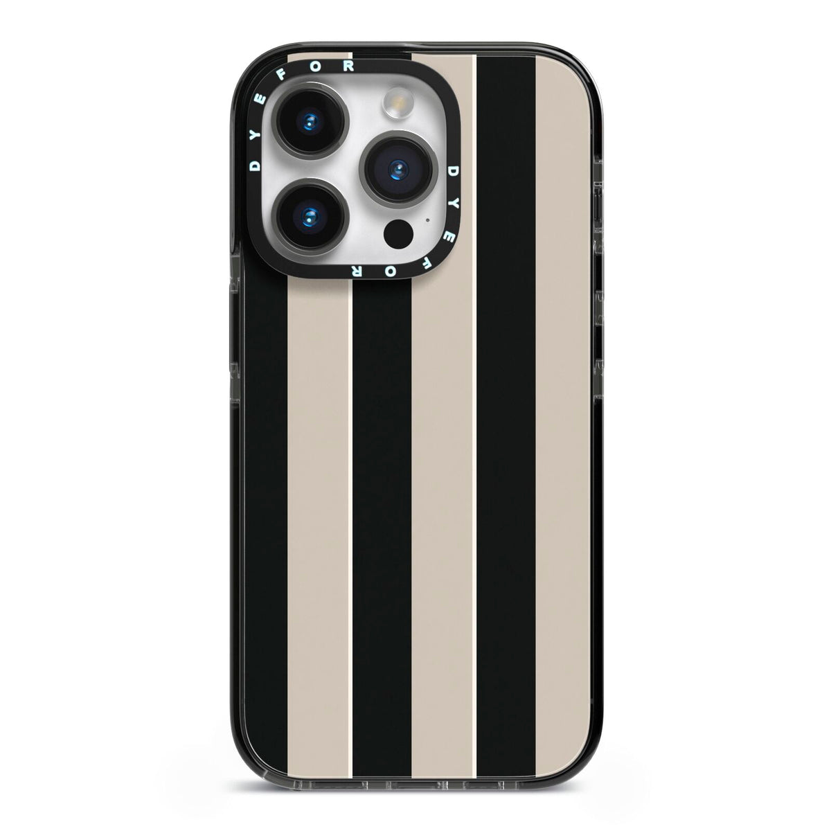 Studio Stripe iPhone 14 Pro Black Impact Case on Silver phone