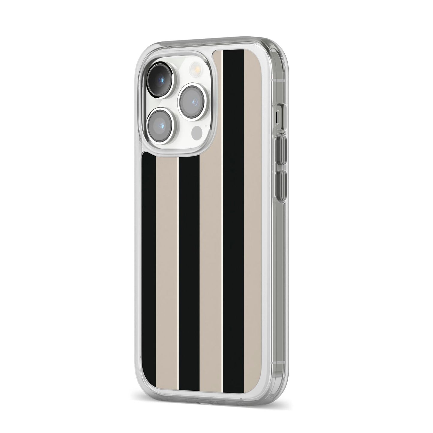 Studio Stripe iPhone 14 Pro Clear Tough Case Silver Angled Image