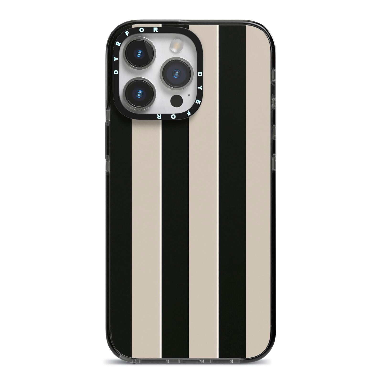 Studio Stripe iPhone 14 Pro Max Black Impact Case on Silver phone