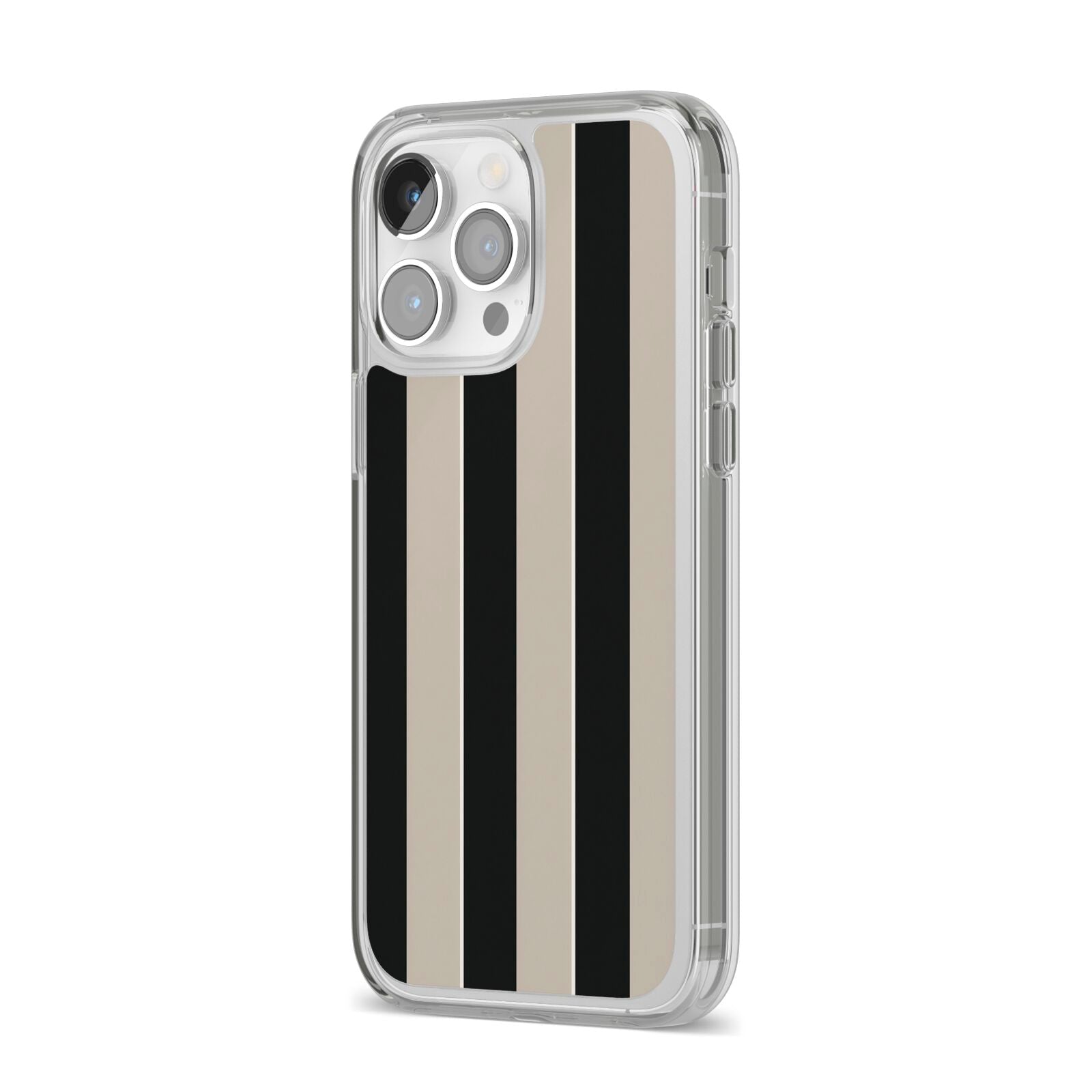 Studio Stripe iPhone 14 Pro Max Clear Tough Case Silver Angled Image