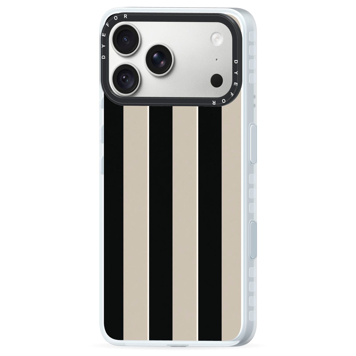 Studio Stripe iPhone 18 Pro Black Impact Pre order Case Side Angle on Silver phone