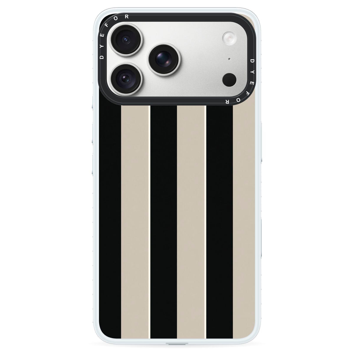 Studio Stripe iPhone 18 Pro Black Impact Pre order Case on Silver phone