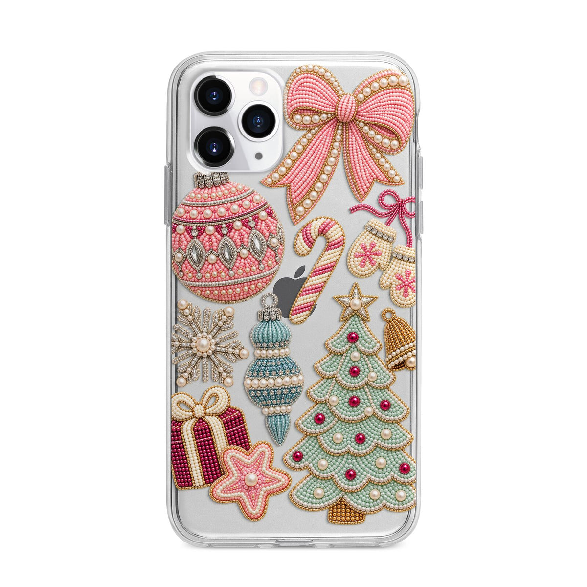 Sugarplum Christmas Charms Apple iPhone 11 Pro Max in Silver with Bumper Case