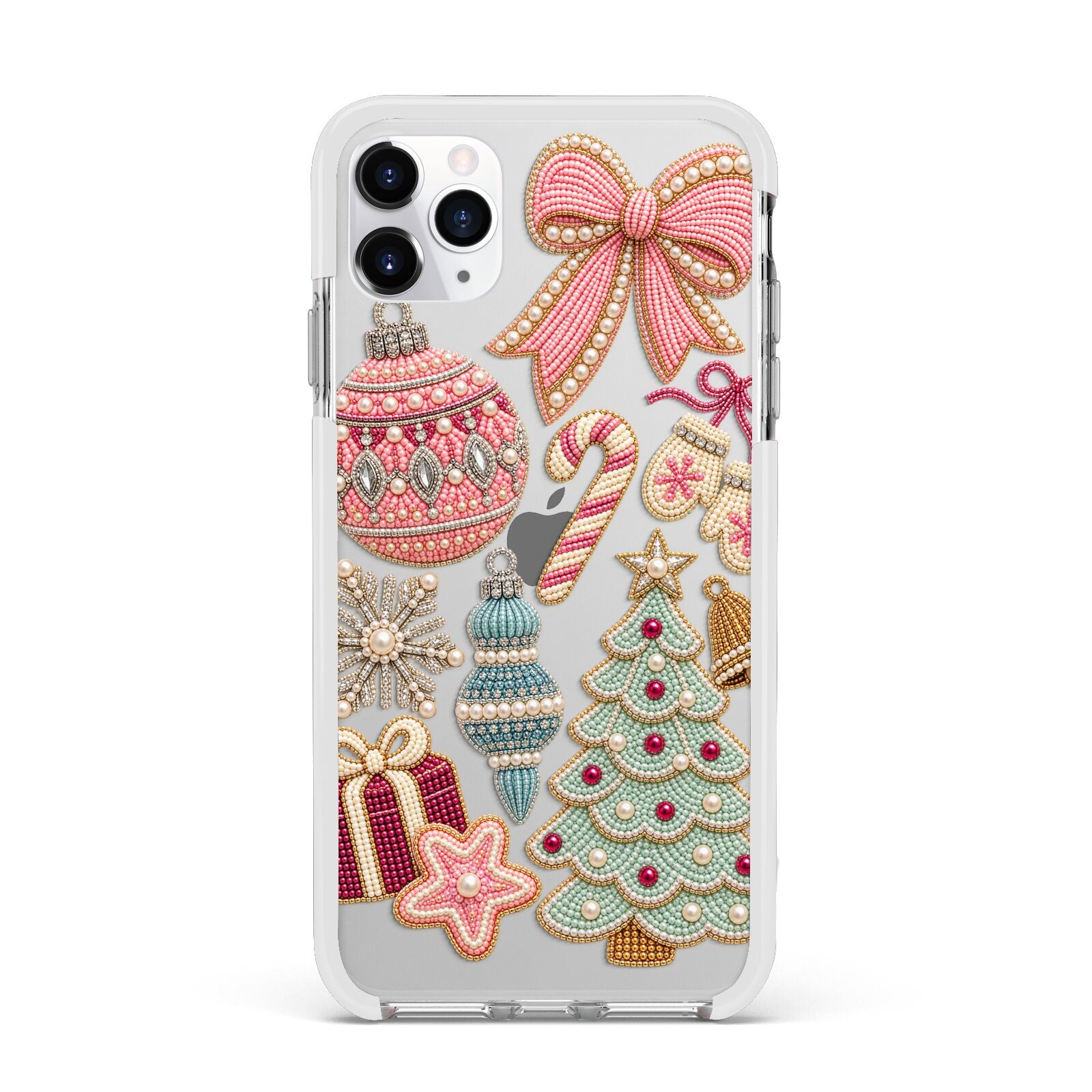 Sugarplum Christmas Charms Apple iPhone 11 Pro Max in Silver with White Impact Case