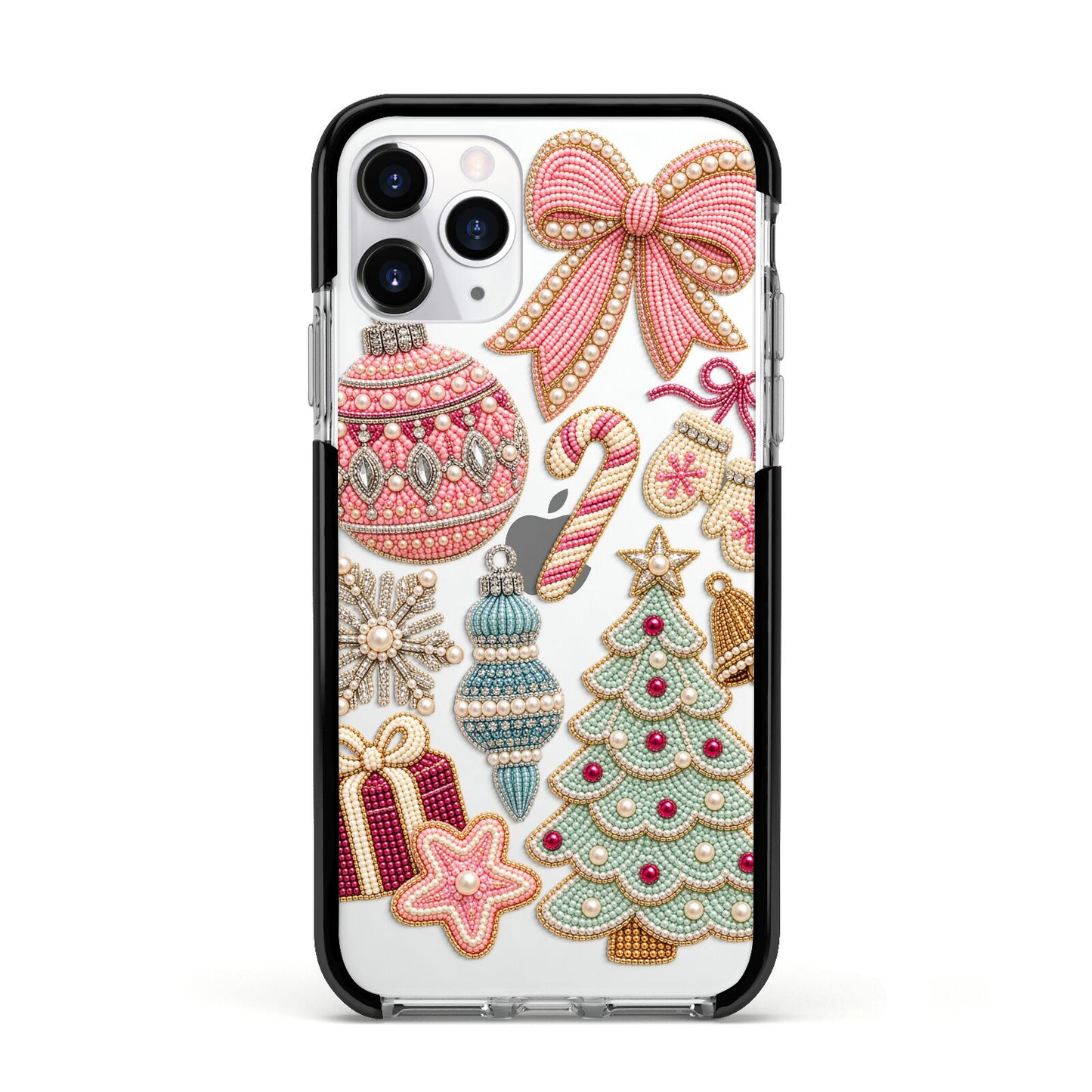 Sugarplum Christmas Charms Apple iPhone 11 Pro in Silver with Black Impact Case