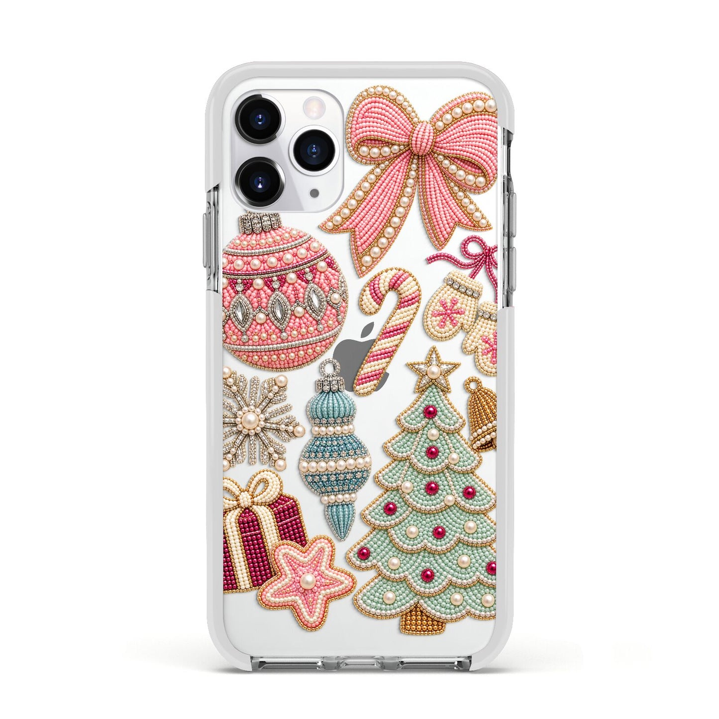 Sugarplum Christmas Charms Apple iPhone 11 Pro in Silver with White Impact Case
