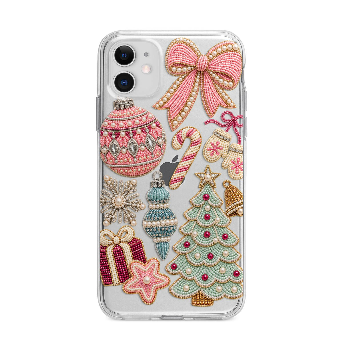 Sugarplum Christmas Charms Apple iPhone 11 in White with Bumper Case