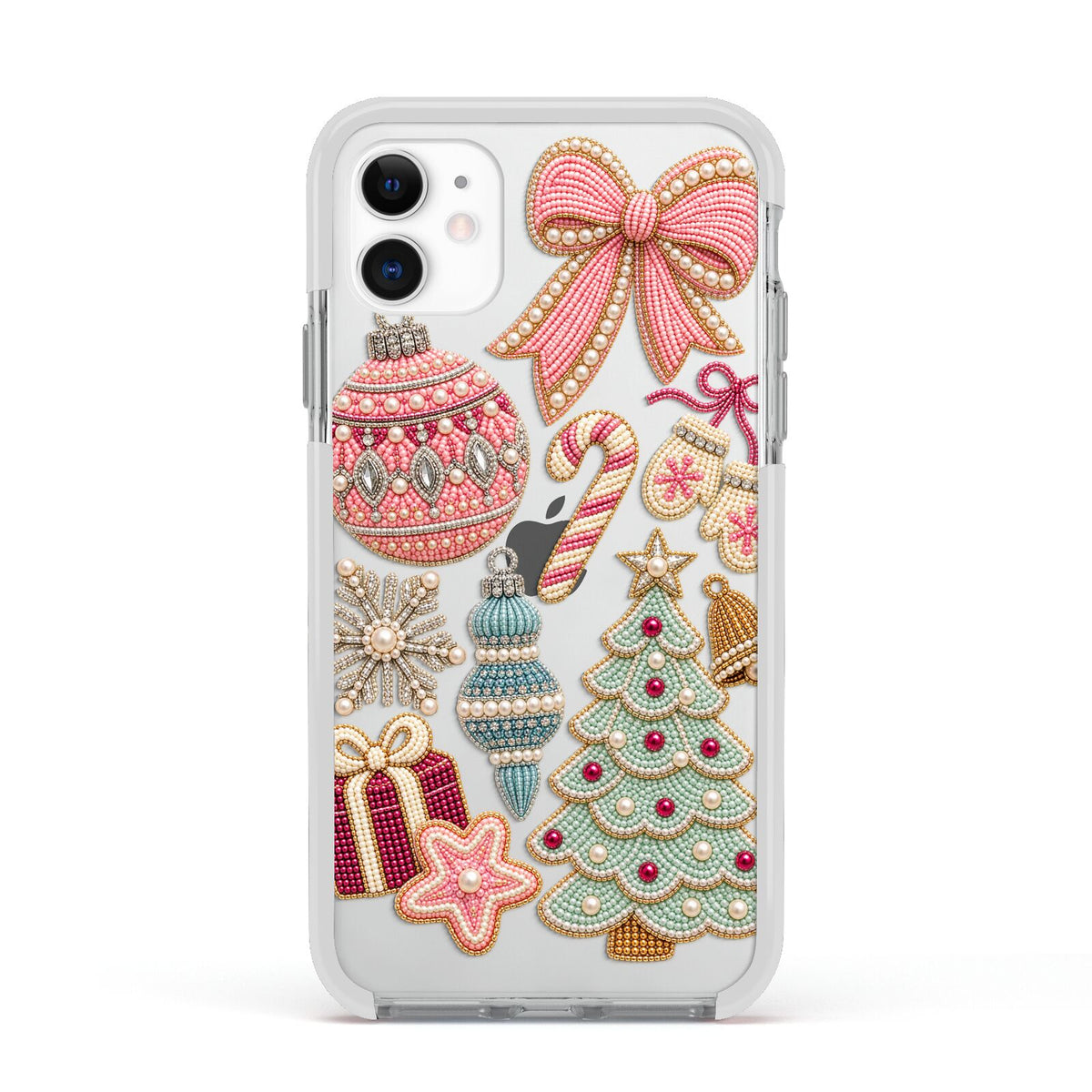 Sugarplum Christmas Charms Apple iPhone 11 in White with White Impact Case