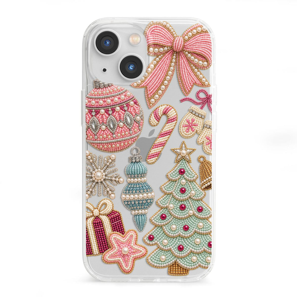 Sugarplum Christmas Charms iPhone 13 Mini Clear Bumper Case