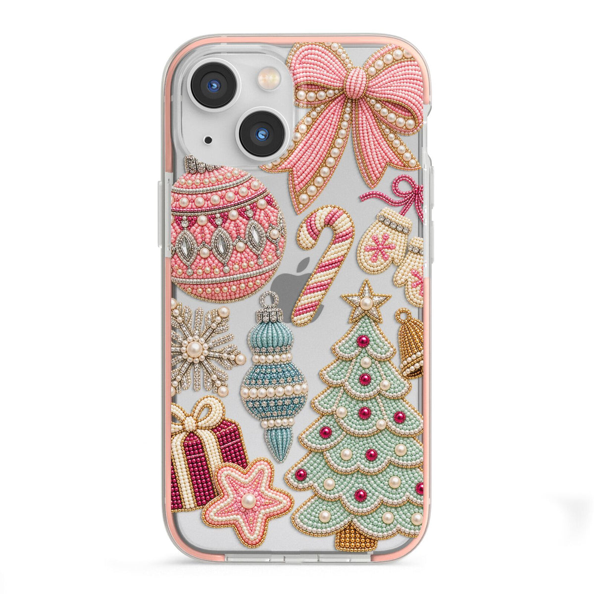 Sugarplum Christmas Charms iPhone 13 Mini TPU Impact Case with Pink Edges