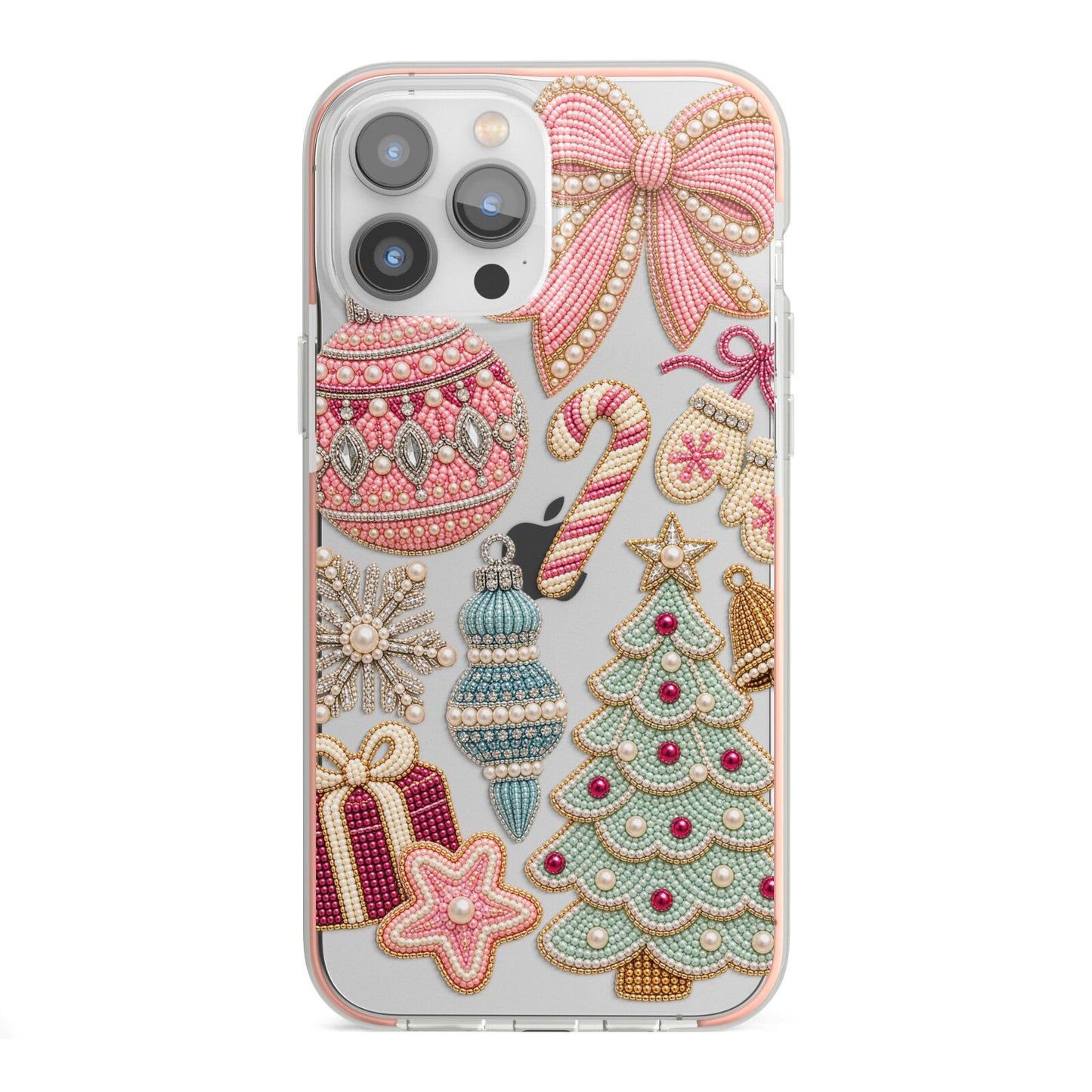 Sugarplum Christmas Charms iPhone 13 Pro Max TPU Impact Case with Pink Edges