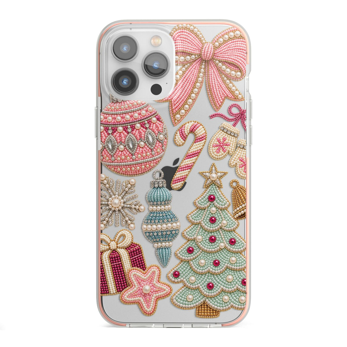 Sugarplum Christmas Charms iPhone 13 Pro Max TPU Impact Case with Pink Edges